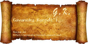 Gavansky Kornél névjegykártya